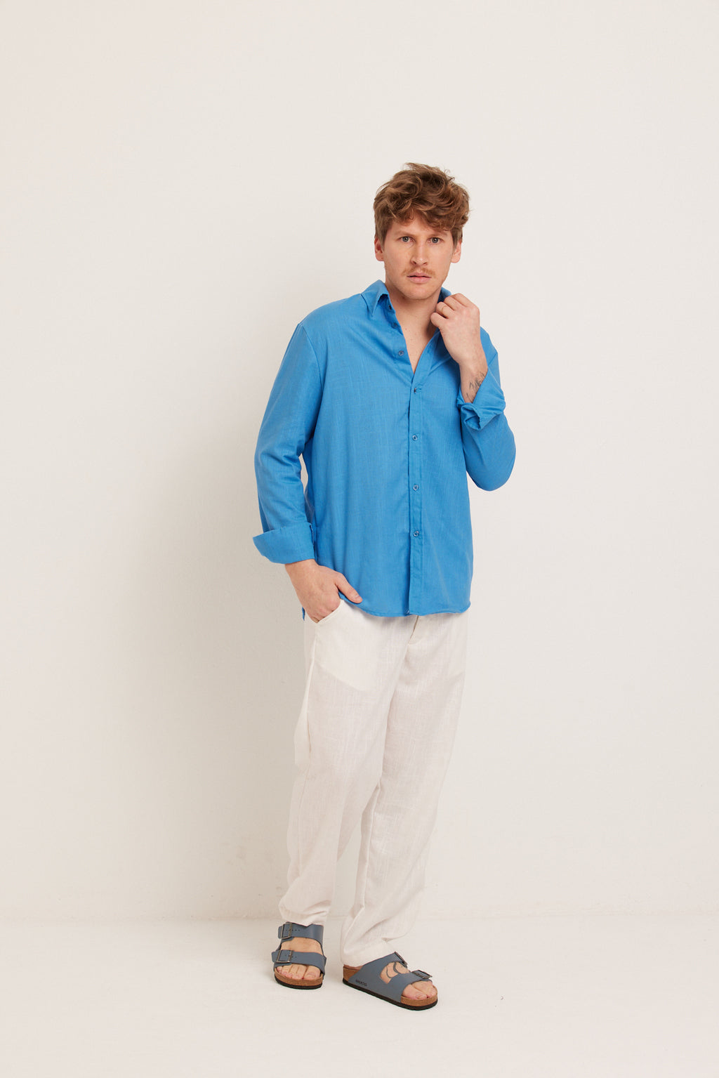 CAMISA LINHO SKY BLUE